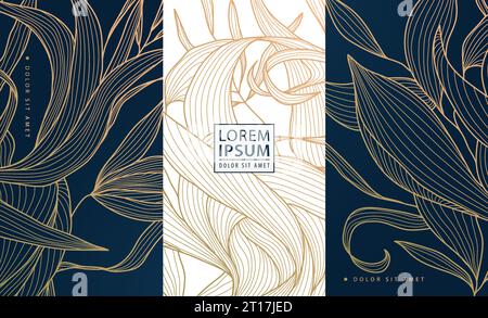 Set of vector collection design elements, labels, frames, wedding invitations, social net stories, packaging, luxury products, perfume, soap, wine Stock Vector