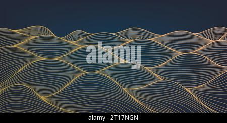 Vector abstract golden luxury pattern, lines background. Line arts wallpaper. Wavy art deco texture for print, fabric, packaging design Stock Vector