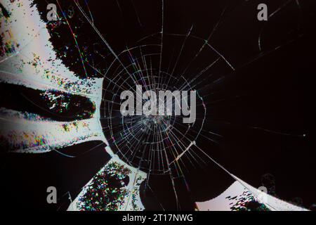 broken lcd tft tn screen flat texture with crystal leakage and physical damage Stock Photo