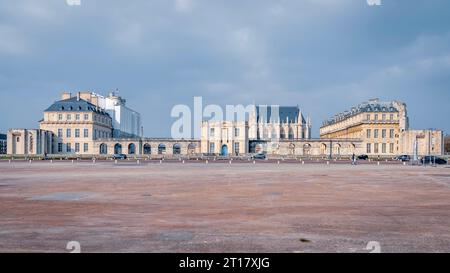A view of Chateau de Vincennes, an impressive castle located in the town of Vincennes, France. Stock Photo