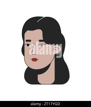 Middle eastern beautiful woman classy 2D linear cartoon character head Stock Vector