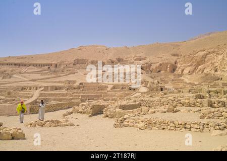 Ruinen, historische Arbeitersiedlung Deir el-Medina, Theben-West, Ägypten Stock Photo