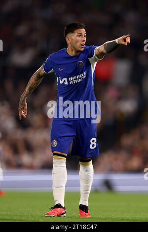 Enzo Fernandez of Chelsea - Fulham v Chelsea, Premier League, Craven Cottage, London, UK - 2nd October 2023 Editorial Use Only - DataCo restrictions apply Stock Photo