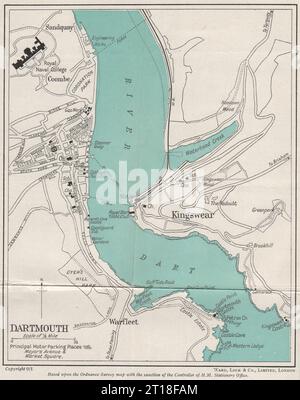 DARTMOUTH vintage town/city plan. Devon. WARD LOCK 1951 old vintage map chart Stock Photo