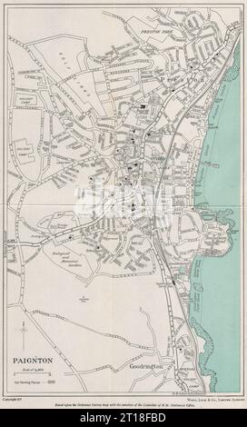 PAIGNTON vintage town/city plan. Devon. WARD LOCK 1954 old vintage map ...