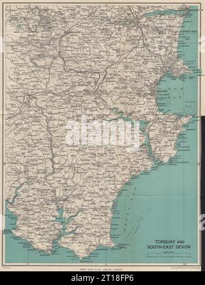 SOUTH HAMS & TORBAY Paignton Brixham Totnes Salcombe Kingsbridge. Devon 1954 map Stock Photo