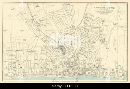 BRIGHTON & HOVE vintage town/city plan. Sussex. WARD LOCK 1922 old antique map Stock Photo