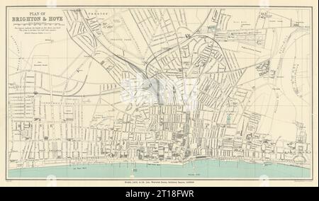 BRIGHTON & HOVE vintage town/city plan. Sussex. WARD LOCK 1910 old antique map Stock Photo