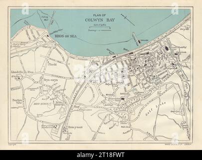 COLWYN BAY vintage town/city plan. Wales. WARD LOCK 1913 old antique map chart Stock Photo