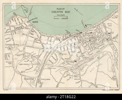 COLWYN BAY vintage town/city plan. Wales. WARD LOCK 1933 old vintage map chart Stock Photo