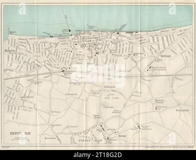 HERNE BAY vintage tourist town city resort plan. Kent. WARD LOCK 1937 ...