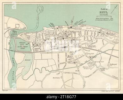 RHYL vintage town/city plan. Wales. WARD LOCK 1930 old vintage map chart Stock Photo