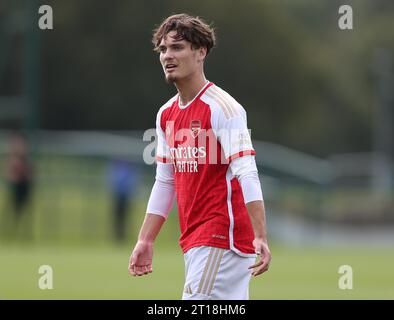 Michal Rosiak of Arsenal U18s. - Chelsea U18 v Arsenal U18, U18 Premier League, Chelsea Training Ground, Surrey, UK. - 30th September 2023. Editorial Use Only - DataCo restrictions apply Stock Photo