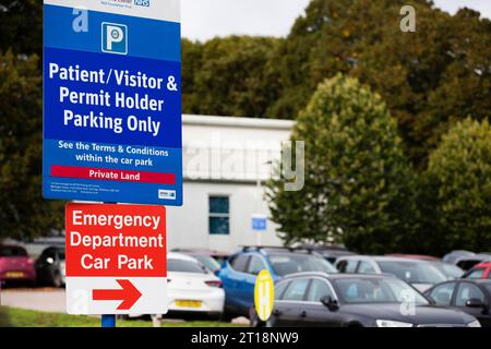 Royal Devon & Exeter hospital Emergency car park sign Stock Photo