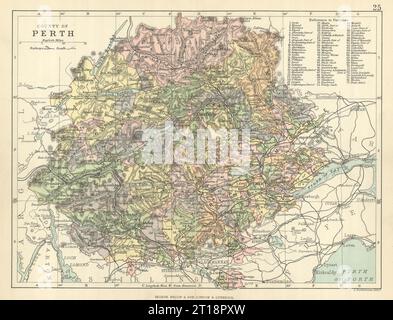 'County of Perth'. Perthshire. Parishes. BARTHOLOMEW 1886 old antique map Stock Photo