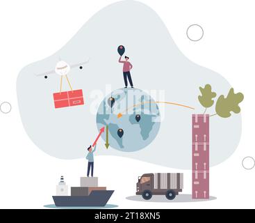 Supply chain management or SCM as logistics, warehouse inventory and sales planning .Global transportation network with export. Stock Vector