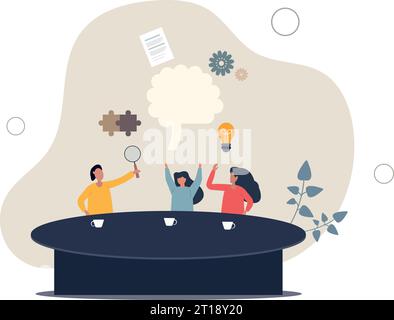 Collaboration and business team meeting with discussion.Company partnership and new idea generation with colleague brainstorm process. Stock Vector