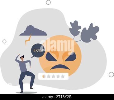 Angry customer feedback for bad and negative service .Face expression emotions about disappointment in product quality. Stock Vector