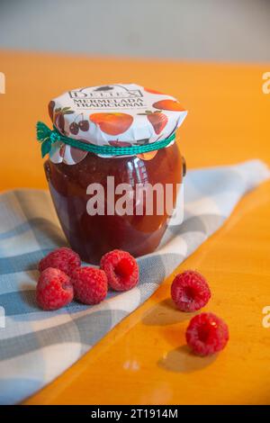 Raspberry jam. Still life. Stock Photo