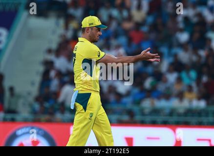 Lucknow, Uttar Pradesh, India. 12th Oct, 2023. Marcus Stoinis of Australia during Match No 10 of ICC Cricket One Day International World Cup between South Africa and Australia at Bharat Ratna Shri Atal Bihari Vajpayee Ekana Cricket Stadium, Lucknow, Uttar Pradesh India on 12 October 2023 (Credit Image: © Avijit Das/ZUMA Press Wire) EDITORIAL USAGE ONLY! Not for Commercial USAGE! Stock Photo