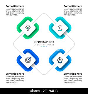 Free Vector  Four squares work process chart template for presentation.