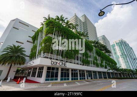 Miami Beach, FL, USA - October 11, 2023: Bar One at The Bentley Bay Condominiums Stock Photo