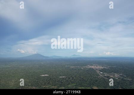 Volcano  mombacho  and Ometepe landscape in Nicaragua aerial drone view Stock Photo