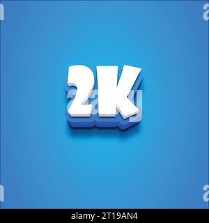 Vector 3D 2K text on a blue blackground. Stock Vector