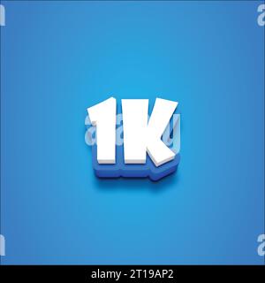 Vector 3D 1K text on a blue blackground. Stock Vector