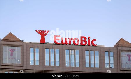Lisbon, Portugal - January 6, 2023: Entrance sign reading EuroBic on top of a building facade Stock Photo