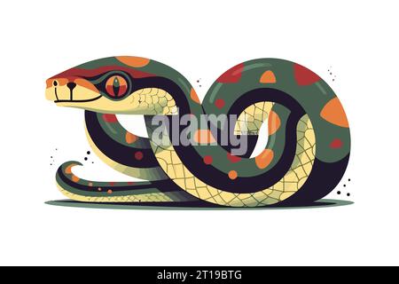 Snake flat cartoon isolated on white background. Vector illustration ...