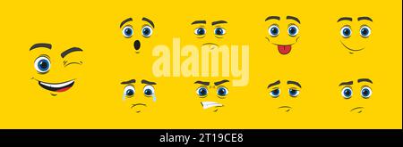 Expressive eyes and mouth smiling character face (2637216)