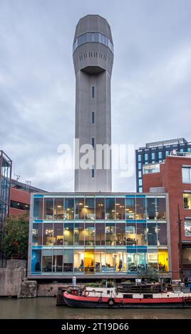 The award-winning Cheese Lane Shot Tower, Bristol. Built in 1969 and once used for making lead shot, it is now part of the Vertigo office development Stock Photo