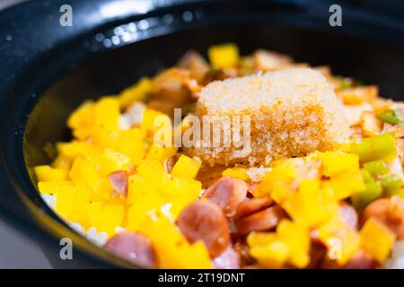 Rice with Flying Fish Roe is traditional korean food. It is a type of bibimbap made with one or more kinds of roe. [Albap] Stock Photo