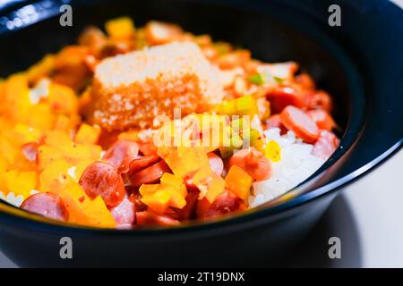 Rice with Flying Fish Roe is traditional korean food. It is a type of bibimbap made with one or more kinds of roe. [Albap] Stock Photo