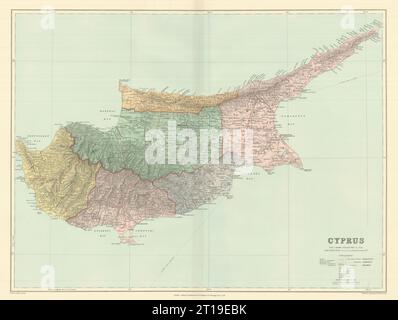 Cyprus. Districts. Ancient sites. Large 51x66cm. STANFORD 1894 old antique map Stock Photo