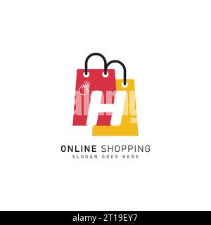 Shopping Bag Logo icon symbol with Letter H. Vector concept logo template Stock Vector