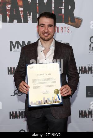 MIAMI, FL-OCT 11: Producer, Director Orlando Cicilia III is seen during the preview private viewing of “HAMMER”at the Koubek Center in Miami, Florida on October 11, 2023. (Photo by Alberto E. Tamargo/Sipa USA) Stock Photo