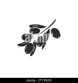 Olive Glyph Icon. Fruit Vector illustration isolated on white background Stock Vector