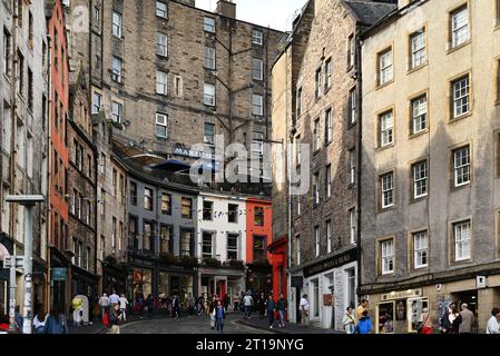 The wellknown Victoria street in Edinburgh, capital of Scotland. Stock Photo