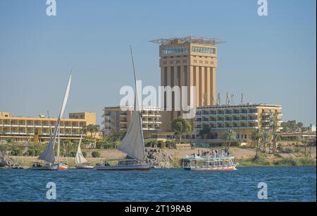 Hotel Mövenpick Resort Aswan, Nil, Insel Elephantine, Assuan, Ägypten Stock Photo