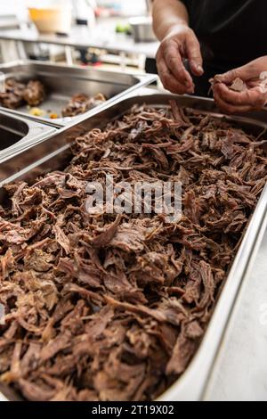 Delicious roasted cuts of meet made on barbecue smoker Stock Photo