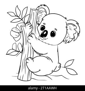 Cute Koala Coloring Pages for Kids and Toddlers Stock Vector