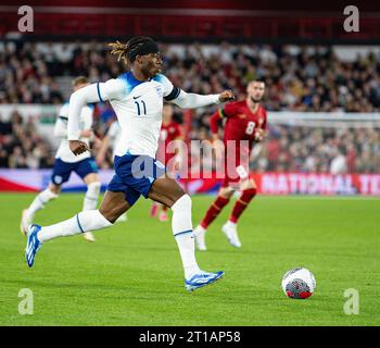 The City Ground, Nottingham, UK. 12th Oct, 2023. Euro 2025 Group F Qualifier Football, England U21s versus Serbia U21s; Noni Madueke of England runs with the ball Credit: Action Plus Sports/Alamy Live News Stock Photo