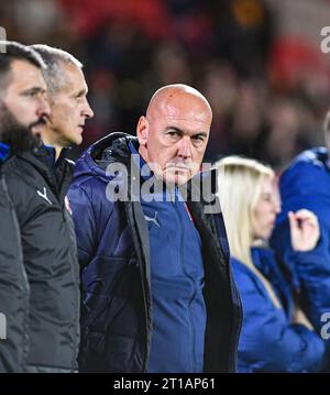 The City Ground, Nottingham, UK. 12th Oct, 2023. Euro 2025 Group F Qualifier Football, England U21s versus Serbia U21s; Serbia Head Coach Dusan Dordevic Credit: Action Plus Sports/Alamy Live News Stock Photo