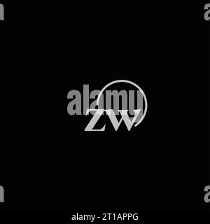 ZW initials logo monogram design ideas Stock Vector