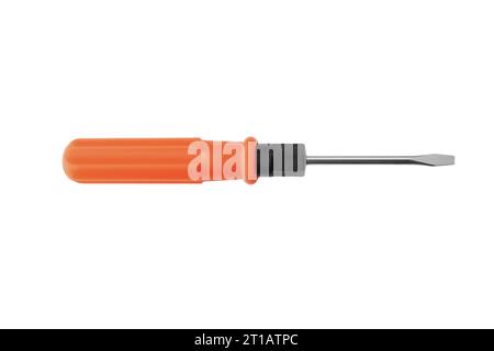 Slotted screwdriver with plastic handle. isolated on white background Stock Photo