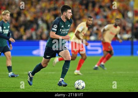 Declan Rice (41) of Arsenal pictured during the Uefa Champions League matchday 2 game in group B in the 2023-2024 season between Racing Club de Lens and Arsenal FC on October 3 , 2023 in Lens, France. (Photo by David Catry / Sportpix ) Stock Photo