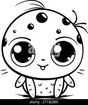 Black and White Cartoon Illustration of Cute Ladybug Animal Character Stock Vector