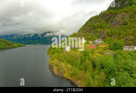 BERGEN, NORWAY - August 28, 2023: Bergen on the west coast of Norway is known as the city of seven mountains. It is Norway's busiest port with over 30 Stock Photo
